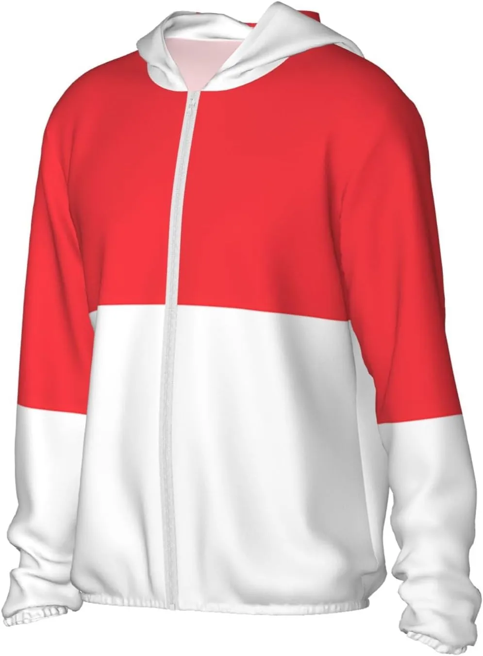 Lightweight UV Protection Sun Jacket, Indonesian Flag Print Sportswear Hooded Sunblock Shirt for Outdoor