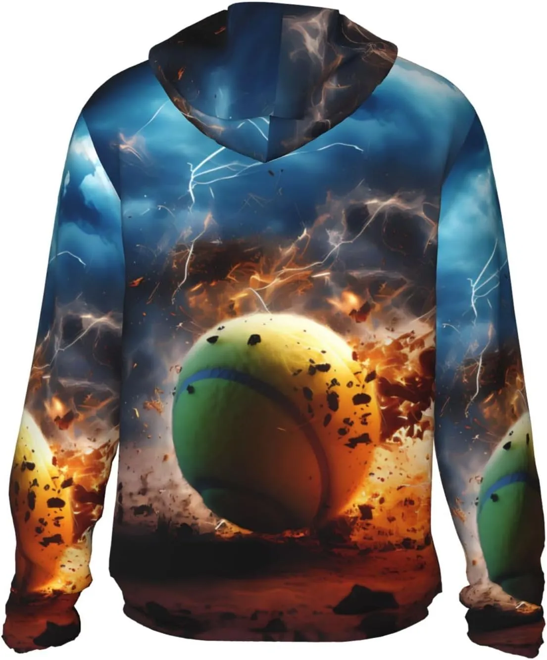 Lightweight UV Protection Sun Jacket, Lightning Tennis Print Sportswear Hooded Sunblock Shirt for Outdoor