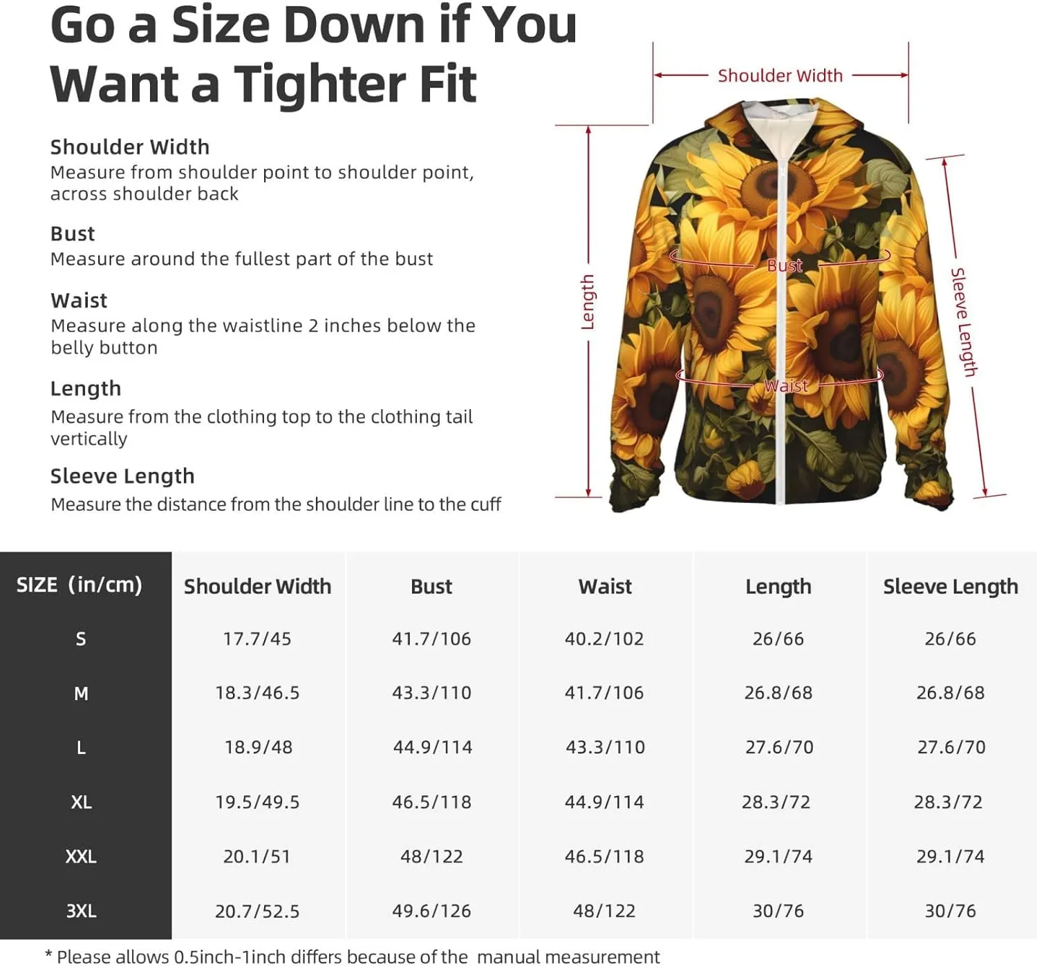 Lightweight UV Protection Sun Jacket, with the yellow sunflower Print Sportswear Hooded Sunblock Shirt for Outdoor