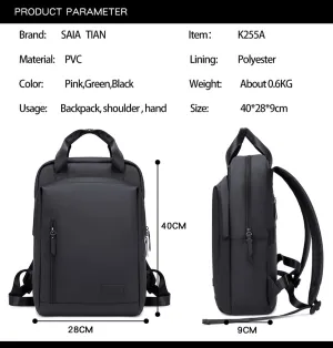 Lightweight Waterproof Travel Backpack for Women – 0.6KG, 15-Inch Laptop Compartment, Anti-Theft Design, Durable & Stylish (Pink/Green/Black)