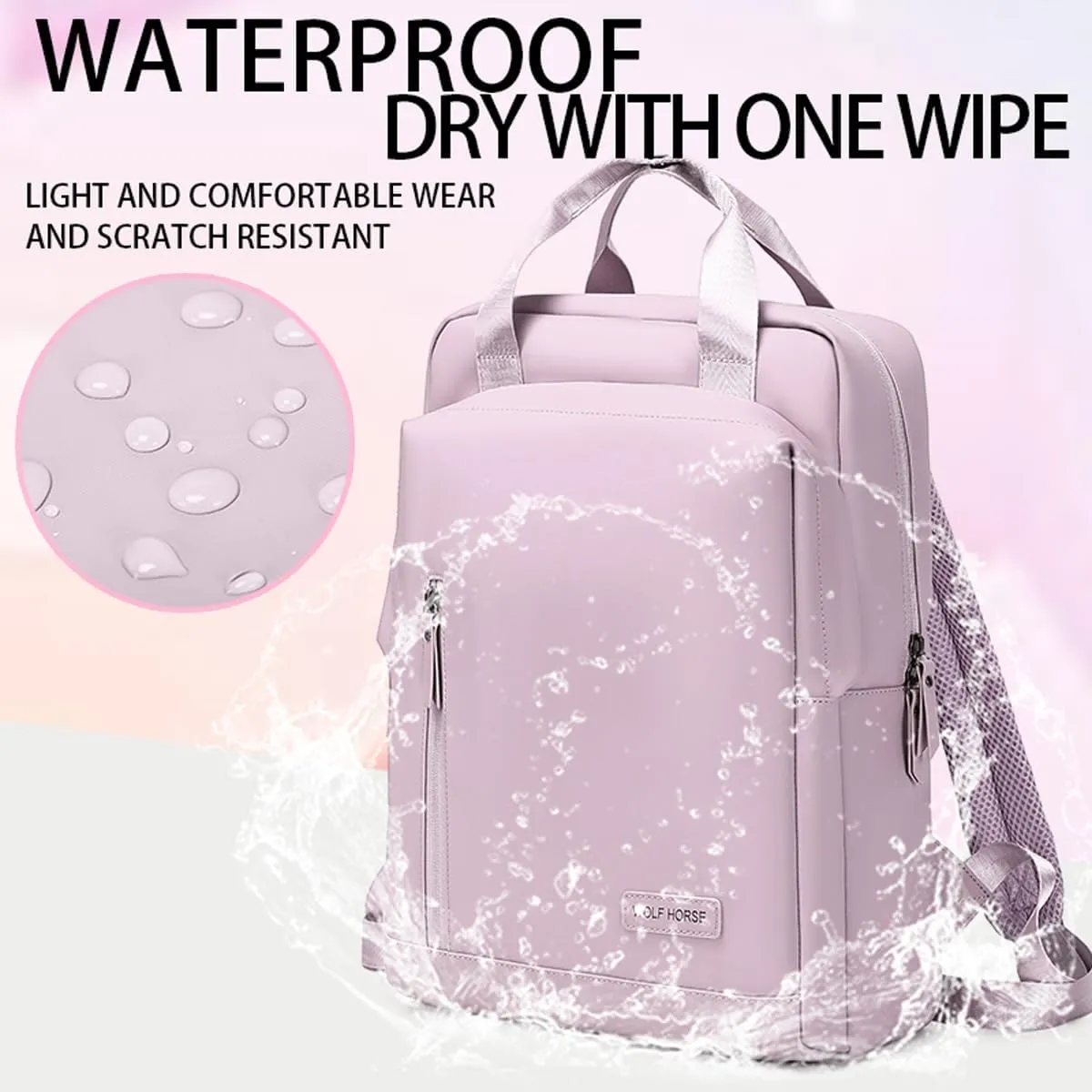 Lightweight Waterproof Travel Backpack for Women – 0.6KG, 15-Inch Laptop Compartment, Anti-Theft Design, Durable & Stylish (Pink/Green/Black)