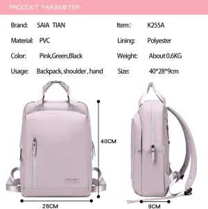 Lightweight Waterproof Travel Backpack for Women – 0.6KG, 15-Inch Laptop Compartment, Anti-Theft Design, Durable & Stylish (Pink/Green/Black)