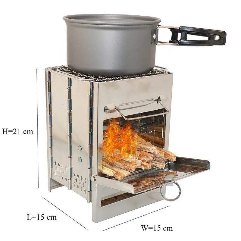 Lightweight Wood Stove: Folding Design for Outdoor Cooking and BBQ