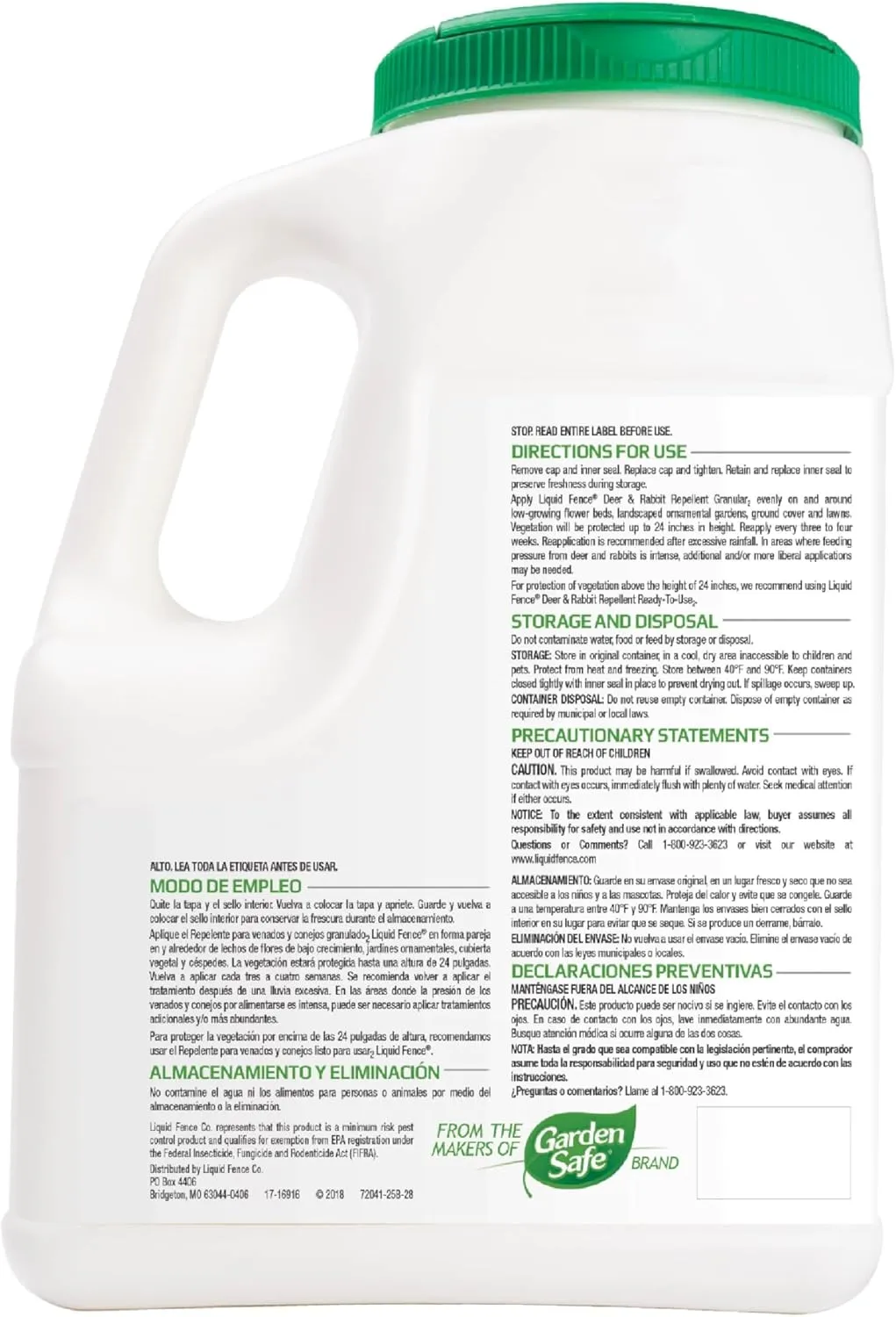 Liquid Fence Deer & Rabbit Repellent Granular, White, 5LB