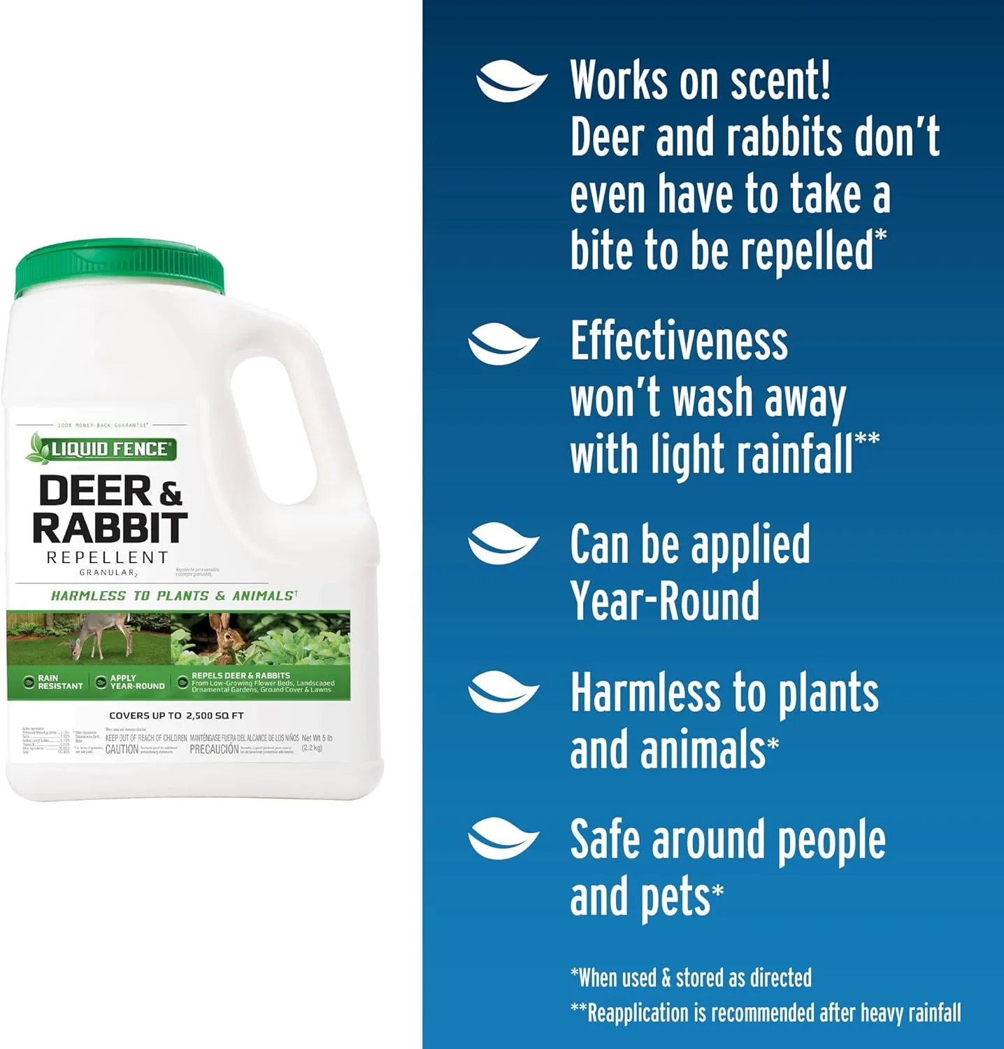 Liquid Fence Deer & Rabbit Repellent Granular, White, 5LB