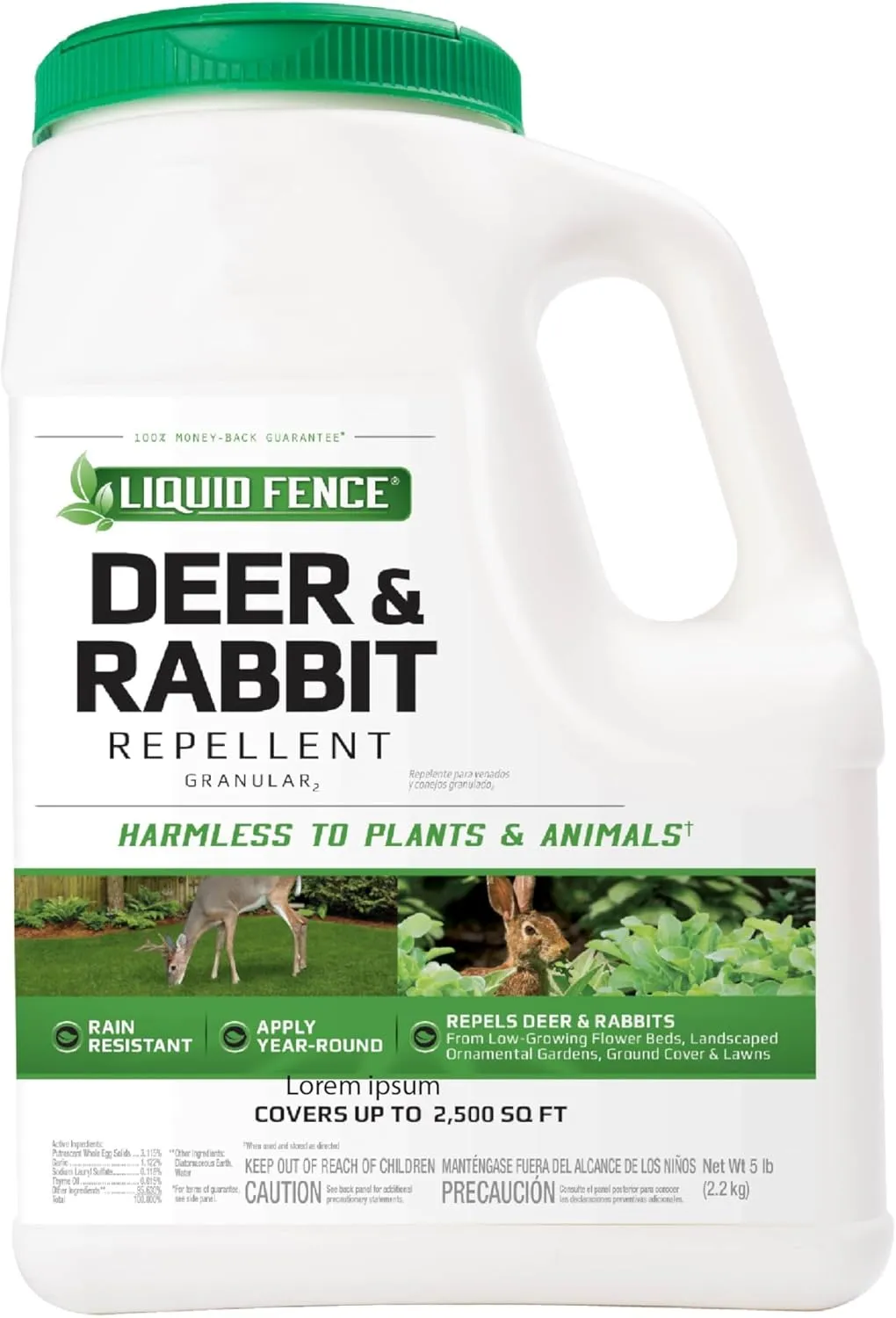 Liquid Fence Deer & Rabbit Repellent Granular, White, 5LB