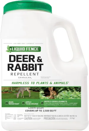 Liquid Fence Deer & Rabbit Repellent Granular, White, 5LB
