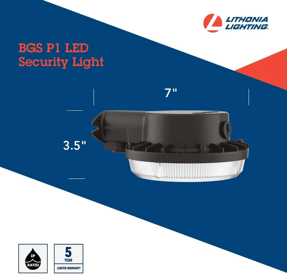 Lithonia Lighting BGS P1 40K 120 PE DDB M2 Outdoor LED 4000K Photocell Security Light, Dark Bronze