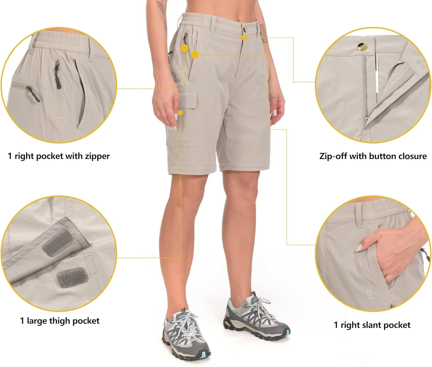 Little Donkey Andy Women's Stretch Convertible Pants, Zip Off Quick Dry Hiking Pants