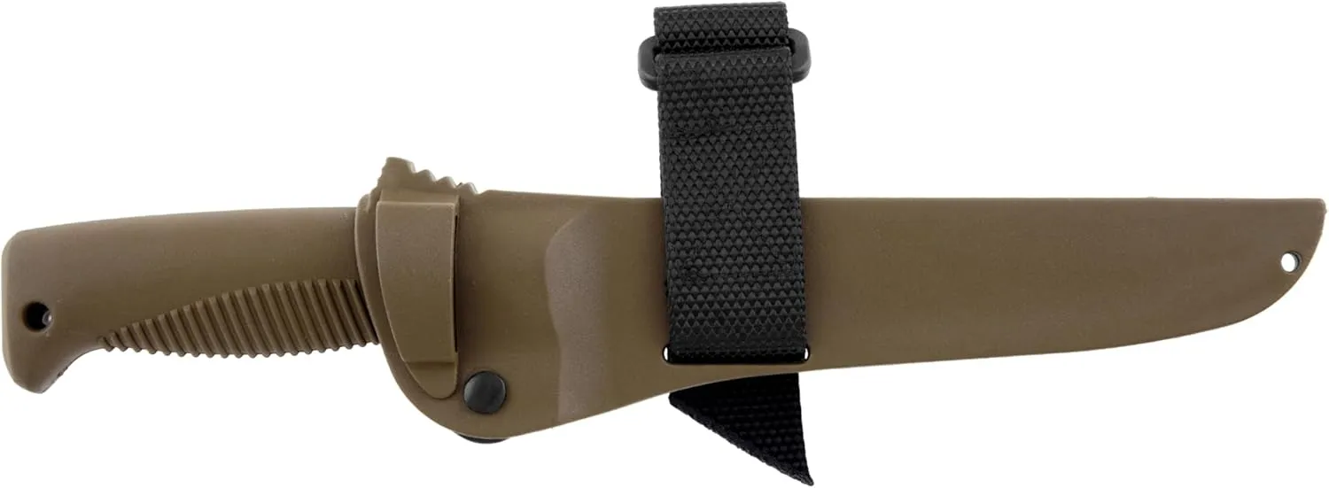 M95 Ranger Puukko Fixed Blade Knife with Sheath, 80CrV2 Carbon Steel Cerakote coated 5.9 inch Long Blade Hunting Knife with TPE Handle, Survival Knife for Outdoor Adventures, Coyote