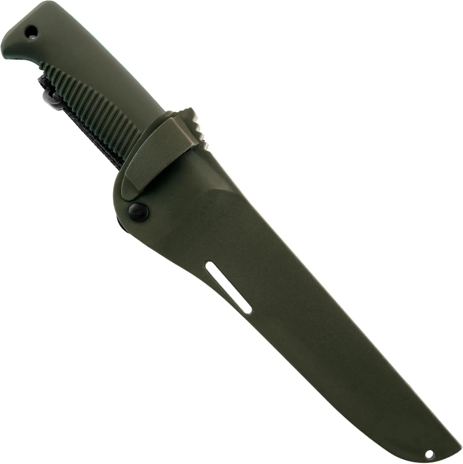 M95 Ranger Puukko Fixed Blade Knife with Sheath, 80CrV2 Carbon Steel Cerakote coated 5.9 inch Long Blade Hunting Knife with TPE Handle, Survival Knife for Outdoor Adventures, Green