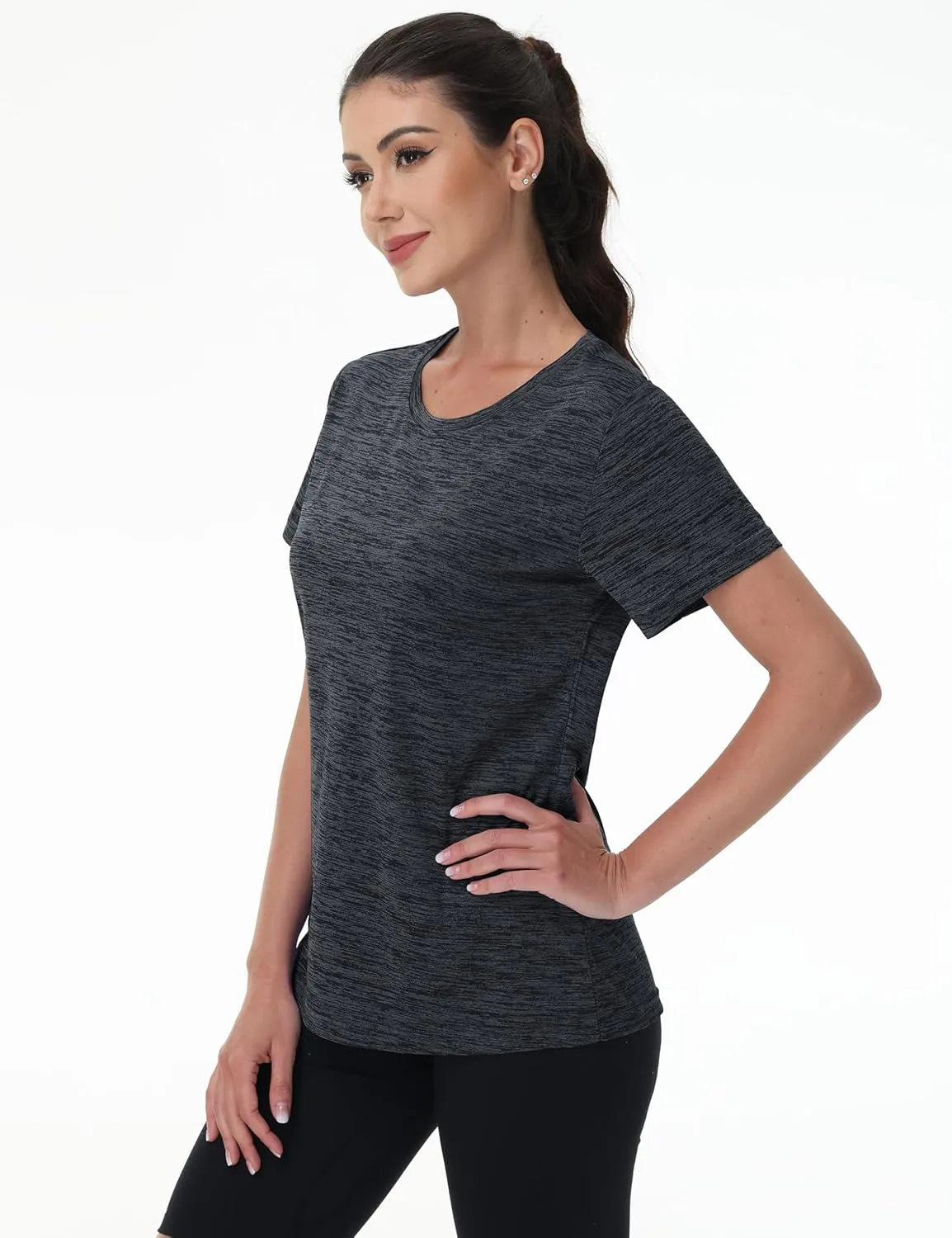MAGCOMSEN Women's Workout Shirts Crewneck Short Sleeve Moisture Wicking Lightweight Tops for Gym Athletic Sports