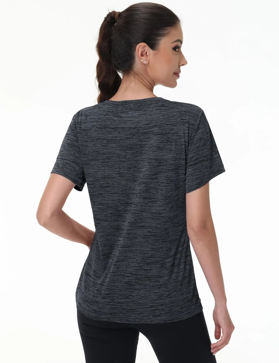 MAGCOMSEN Women's Workout Shirts Crewneck Short Sleeve Moisture Wicking Lightweight Tops for Gym Athletic Sports
