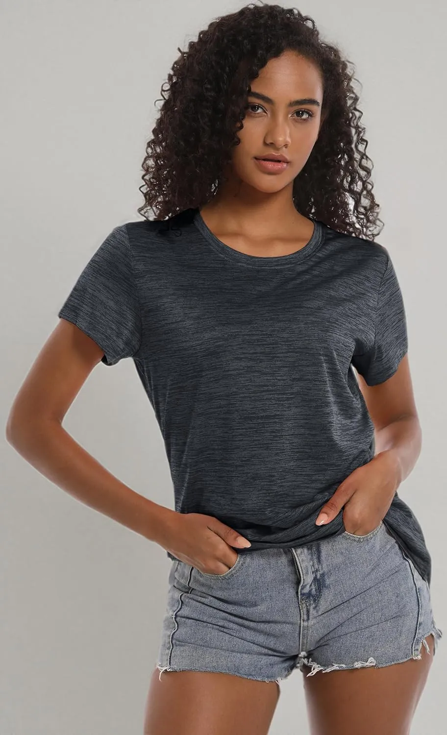 MAGCOMSEN Women's Workout Shirts Crewneck Short Sleeve Moisture Wicking Lightweight Tops for Gym Athletic Sports