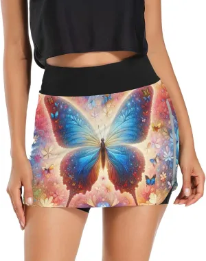 Magic Butterfly Women's Athletic Shorts, Running Shorts with Pockets for Athletic Gym Track Workout