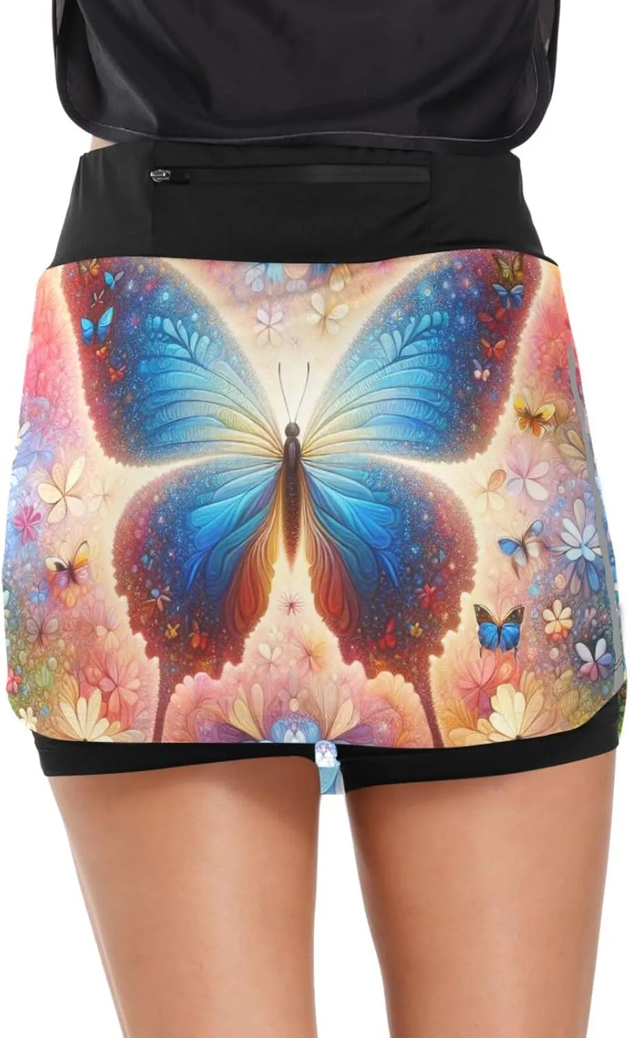 Magic Butterfly Women's Athletic Shorts, Running Shorts with Pockets for Athletic Gym Track Workout