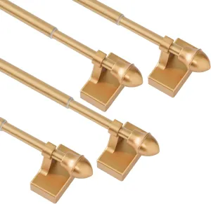 Magnetic Curtain Rods,Multi-Use Adjustable Appliance for Metal Doors ,Windows,No Tools Needed，9-16 Inch，Gold，4 Pack