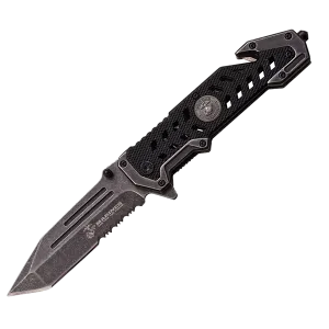 Marines Tanto  Blade Knife Limited Edition - Stonewash 3.5 Edge 1/2 Serrated - Mtech USA #2SW