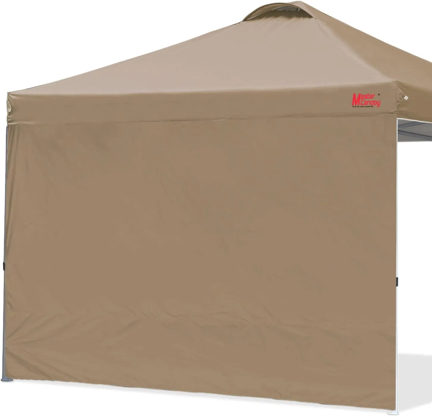 MASTERCANOPY Durable Pop-up Canopy Tent with 1 Sidewall (10'x10',Khaki)