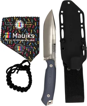 Mauiks Grand Canyon - Full Tang Fixed Blade Hunting Knife | Cryogenically Treated Swedish Sleipner Steel for Superior Hardness | Tactical Self-Defense, Bushcraft, and Survival Knife with Kydex Sheath & Belt Adapter | Blue G10 Resin Handle