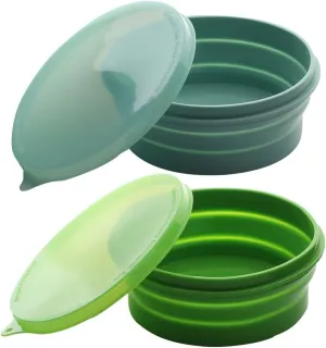 ME.FAN Silicone Collapsible Bowls - Silicone Folding Travel Bowl with Lids - Expandable Food Storage Containers Set - Portable, [27oz]