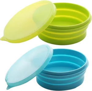 ME.FAN Silicone Collapsible Bowls - Silicone Folding Travel Bowl with Lids - Expandable Food Storage Containers Set - Portable, [27oz]