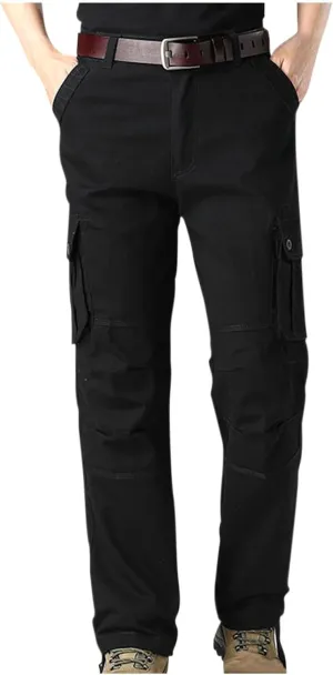 Men Outdoor Cargo Pant Straight Leg Basic Casual Tactical Pant Hiking Classic Fit Jogger with Multi Pockets