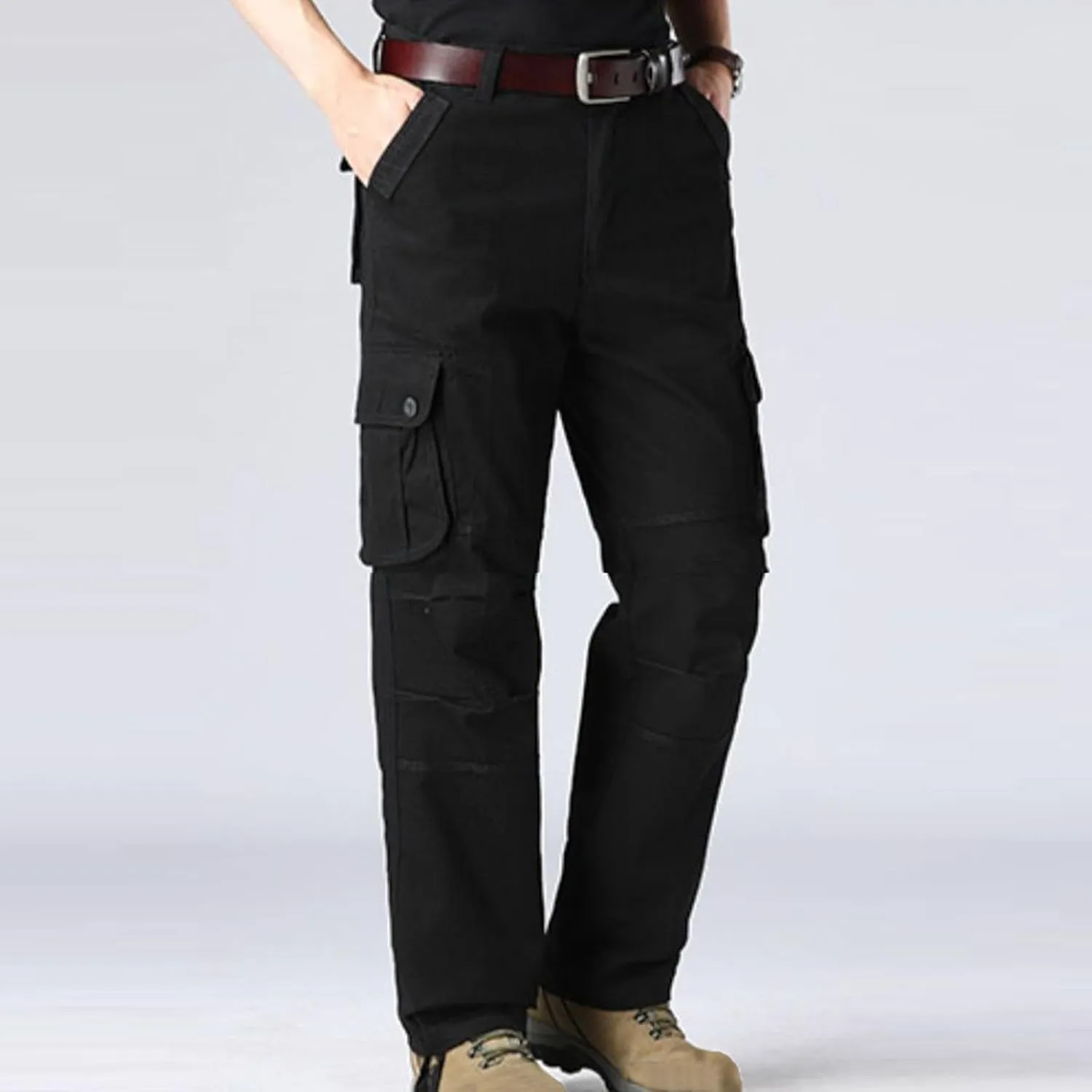 Men Outdoor Cargo Pant Straight Leg Basic Casual Tactical Pant Hiking Classic Fit Jogger with Multi Pockets