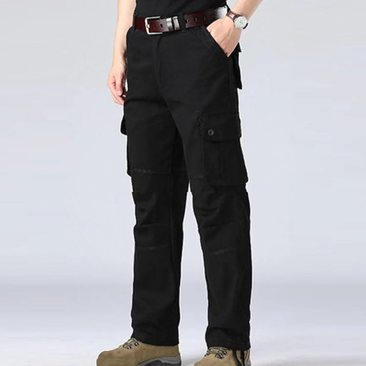 Men Outdoor Cargo Pant Straight Leg Basic Casual Tactical Pant Hiking Classic Fit Jogger with Multi Pockets
