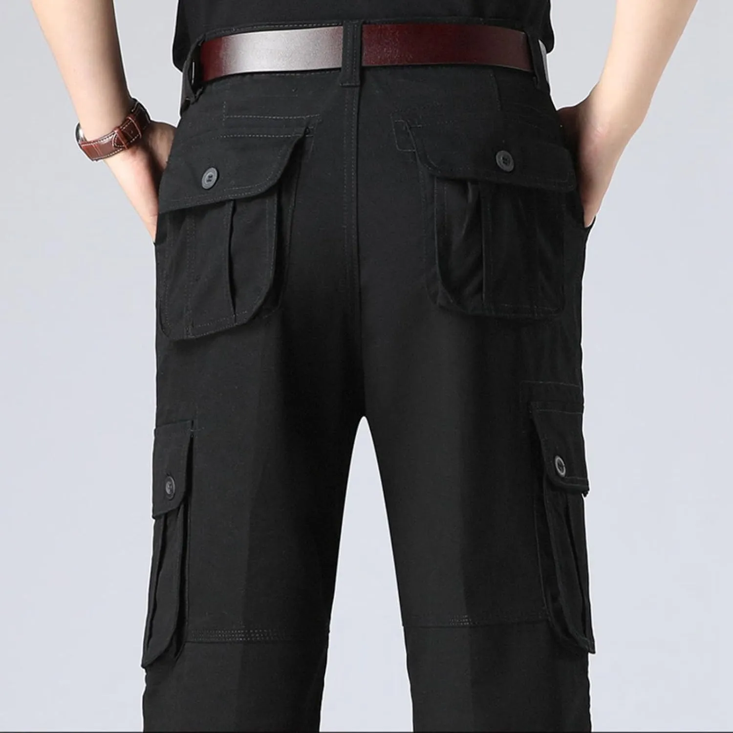 Men Outdoor Cargo Pant Straight Leg Basic Casual Tactical Pant Hiking Classic Fit Jogger with Multi Pockets