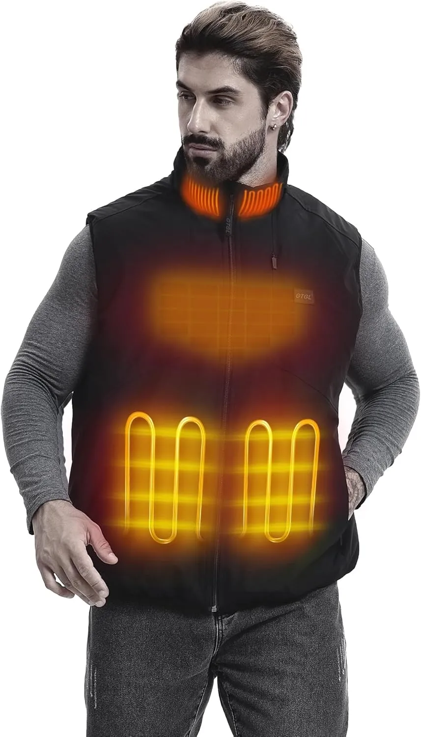 Men's Heated Vests with battery pack 7.4V included, electric heated golf vest heating men for Travel Hiking Running