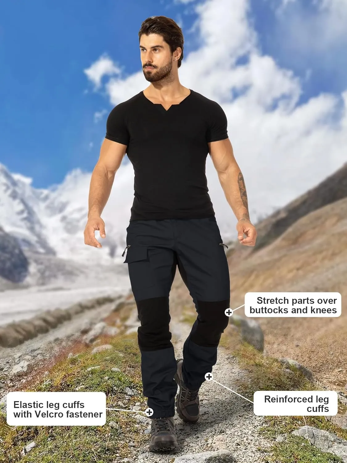 Mens Hiking Pants Cargo Work Pants Ripstop Durable Tactical Camping Travel Outdoor Safari Pants