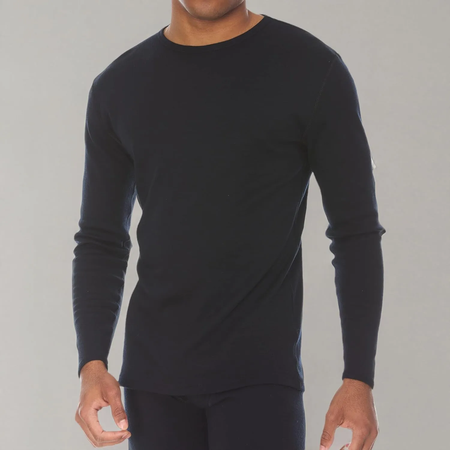 Men's Midweight 100% Merino Wool Crew Long Sleeve Shirt - Anti Odor - Hiking Base Layer - Active Wear Undershirt