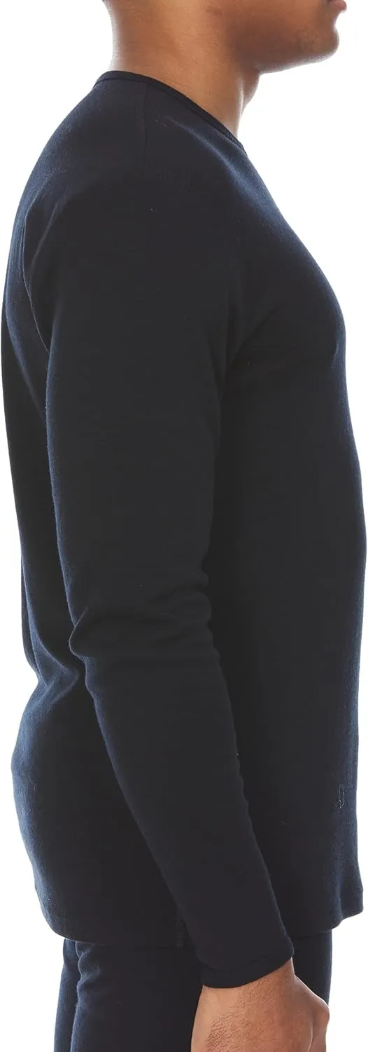 Men's Midweight 100% Merino Wool Crew Long Sleeve Shirt - Anti Odor - Hiking Base Layer - Active Wear Undershirt
