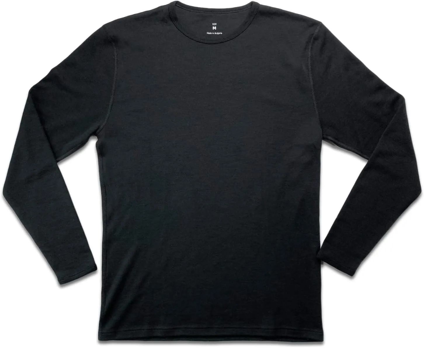 Men's Midweight 100% Merino Wool Crew Long Sleeve Shirt - Anti Odor - Hiking Base Layer - Active Wear Undershirt
