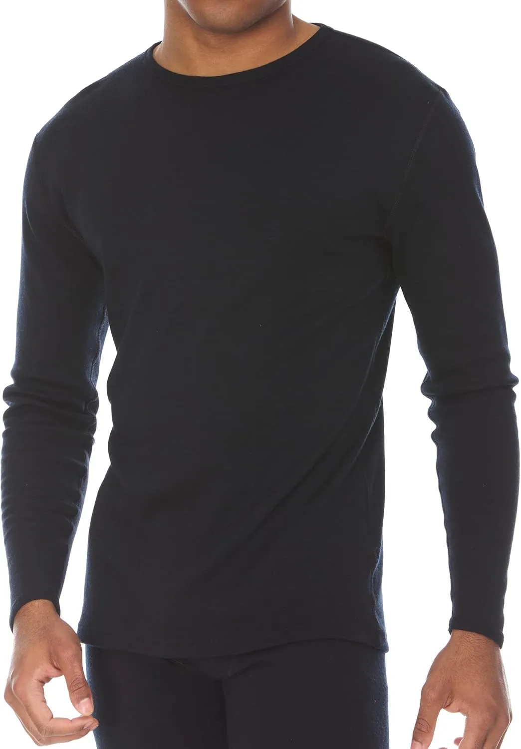 Men's Midweight 100% Merino Wool Crew Long Sleeve Shirt - Anti Odor - Hiking Base Layer - Active Wear Undershirt