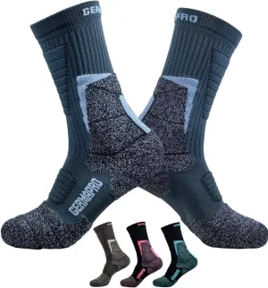 Mens Moisture Wicking Crew Compression Hiking Work Boot Socks w/Anti-Fatigue Germanium Infused   Coolmax Fiber 1/2 Pk
