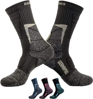 Mens Moisture Wicking Crew Compression Hiking Work Boot Socks w/Anti-Fatigue Germanium Infused   Coolmax Fiber 1/2 Pk