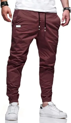 Men's Outdoor Jogging Casual Pants Slim Cargo Workout for Running Sweatpants Hiking
