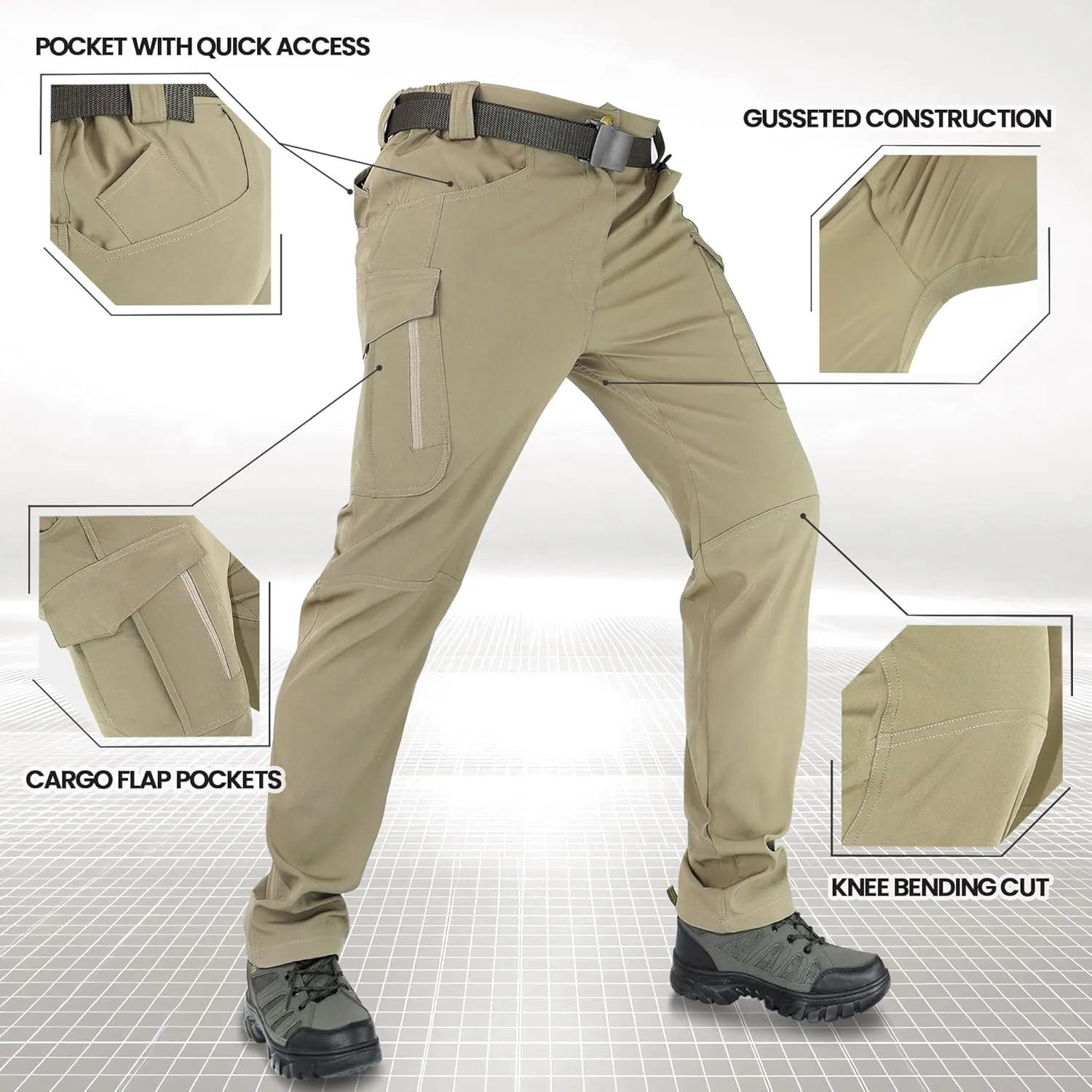 Men's Tactical Pants Durable Cargo Work Pants with Stretch Fabric,EDC Hiking Pants, Outdoor Hunting Appare