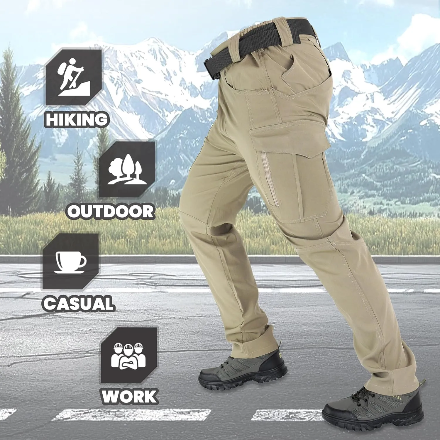 Men's Tactical Pants Durable Cargo Work Pants with Stretch Fabric,EDC Hiking Pants, Outdoor Hunting Appare