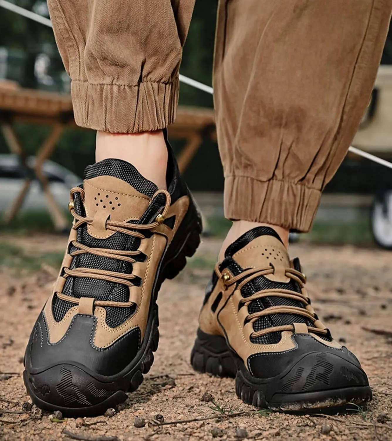 Mens Walking Shoes Leather Trekking Shoes for Autumn,Spring,Camping & Hiking