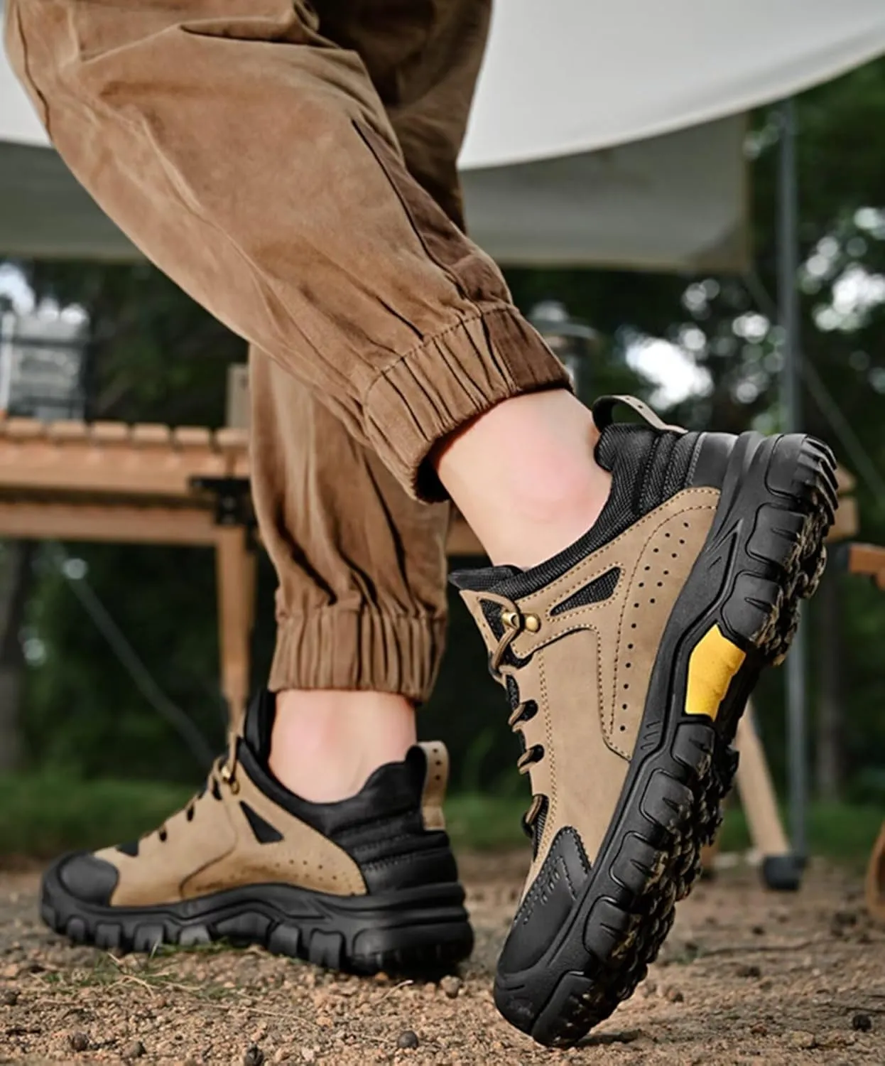 Mens Walking Shoes Leather Trekking Shoes for Autumn,Spring,Camping & Hiking