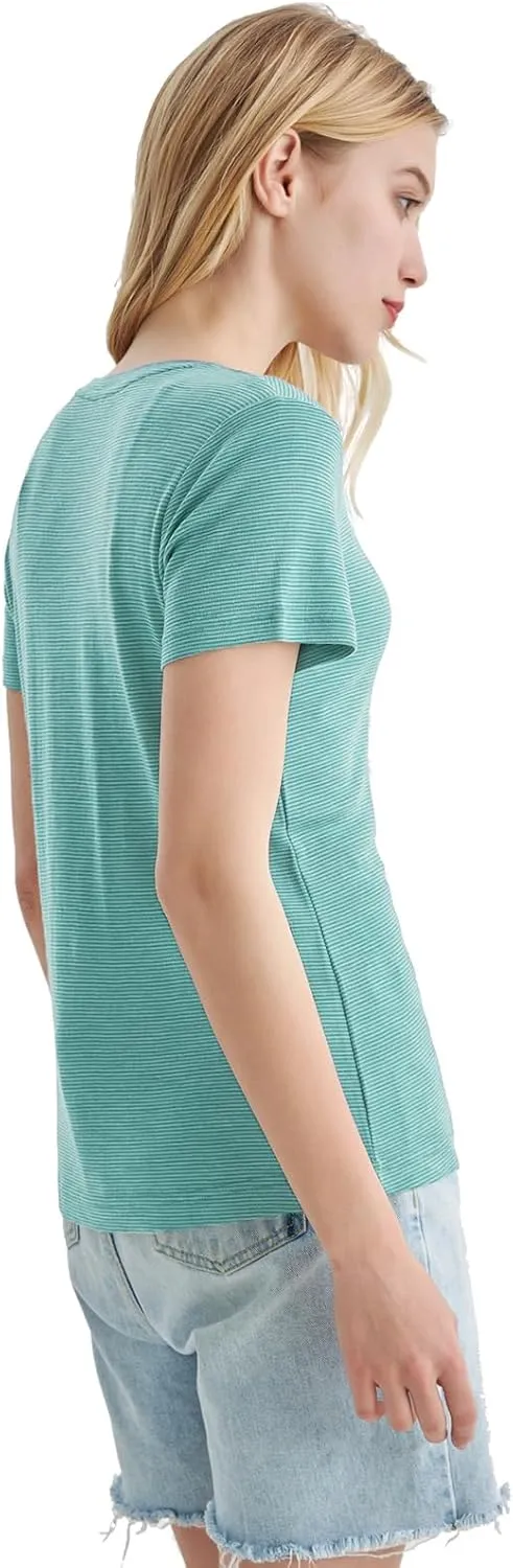 Merino Protect 100% Merino Wool T Shirts Women Crew Neck Tops Short Sleeve Odor Resistance Base Layer Travel Hiking Tee Shirt