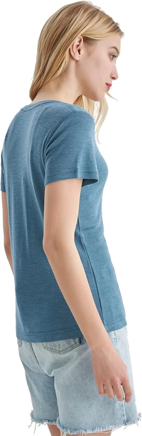 Merino Protect 100% Merino Wool T Shirts Women Crew Neck Tops Short Sleeve Odor Resistance Base Layer Travel Hiking Tee Shirt