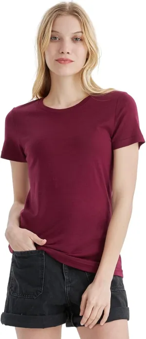 Merino Protect 100% Merino Wool T Shirts Women Crew Neck Tops Short Sleeve Odor Resistance Base Layer Travel Hiking Tee Shirt