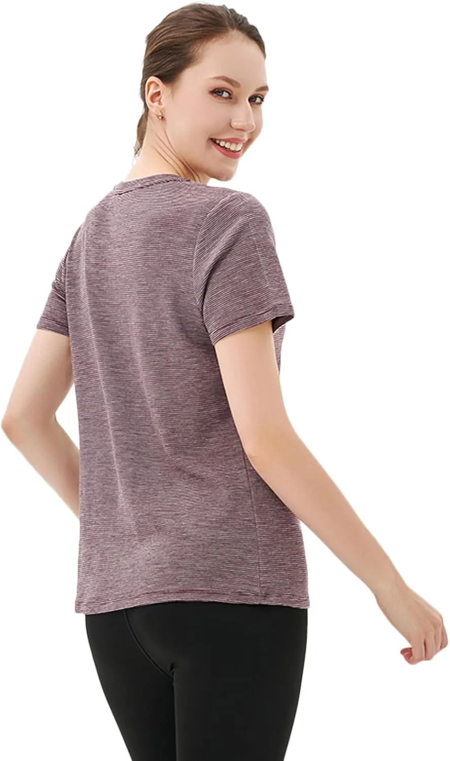 Merino Protect 100% Merino Wool V Neck T-Shirt for Women Short Sleeve Base Layers Odor Resistance Tops for Outdoor Hiking