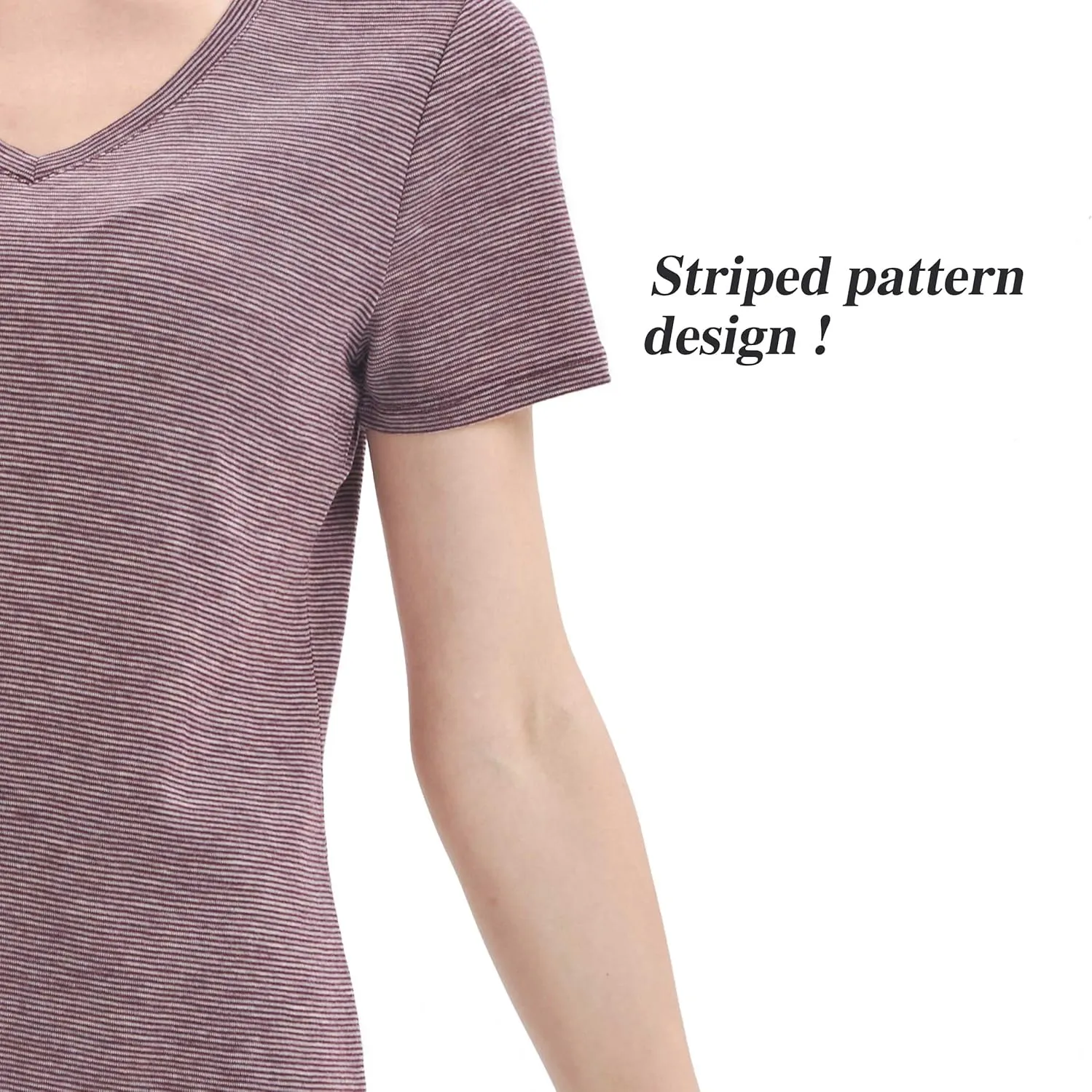Merino Protect 100% Merino Wool V Neck T-Shirt for Women Short Sleeve Base Layers Odor Resistance Tops for Outdoor Hiking