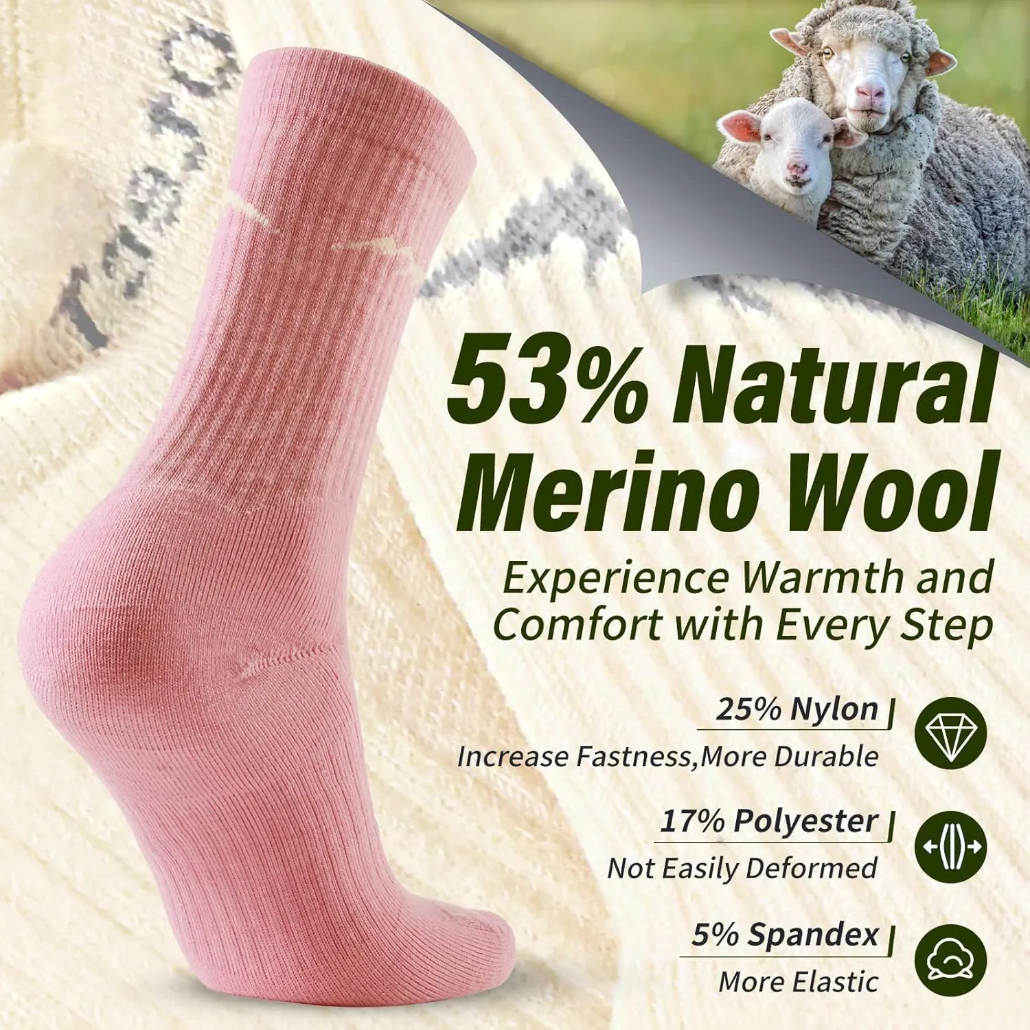 Merino Protect Merino Wool Socks for Women Winter Hiking Hunting Cycling Boot Socks Soft Cushion Warm Casual Thermal