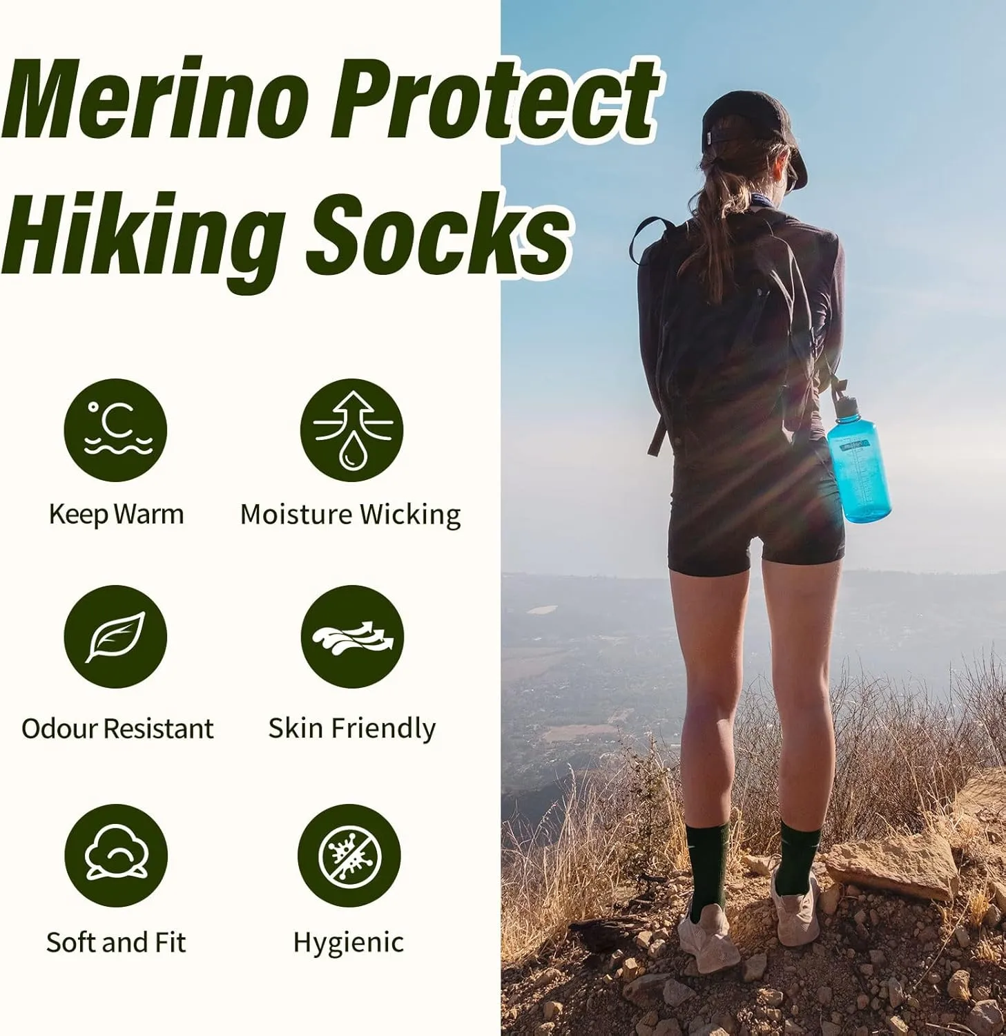 Merino Protect Merino Wool Socks for Women Winter Hiking Hunting Cycling Boot Socks Soft Cushion Warm Casual Thermal